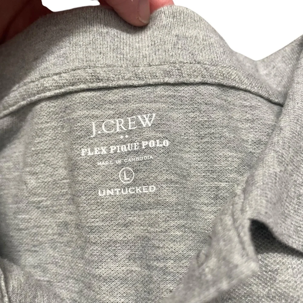 J.Crew Men's Heather Gray Untucked‎ Fit Flex Pique Polo Shirt | Size Large